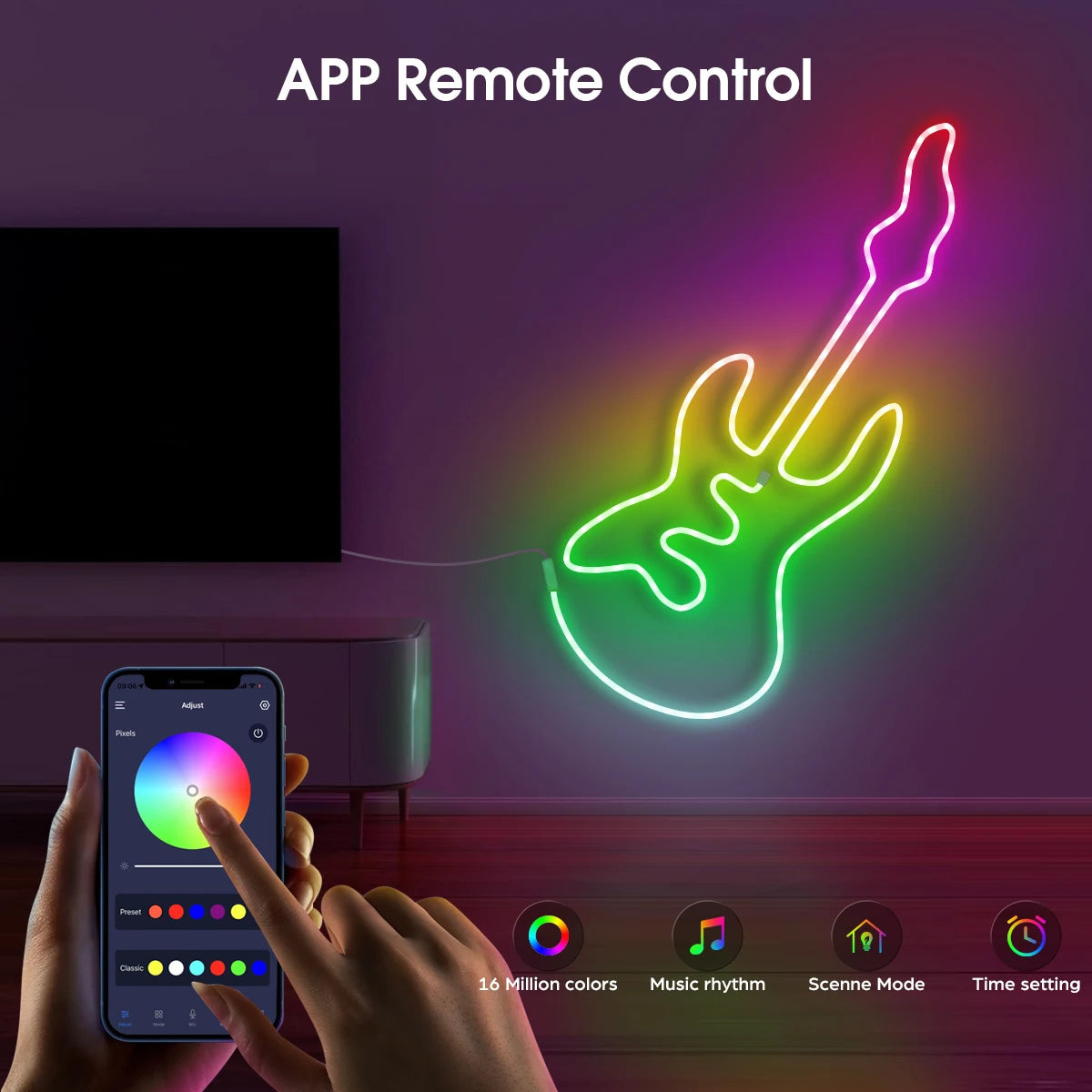 Bluetooth RGBIC WS2812 5V Dream Color RGB LED Neon lights Waterproof Soft Tube Flexible Dimmable Ribbon Tape Lamp TV Room Decor.