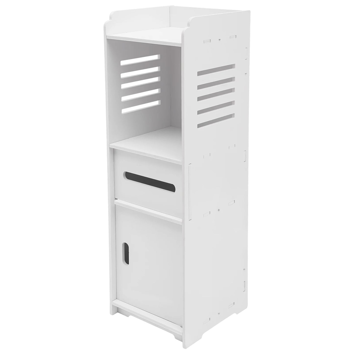 4-stufiger rechteckiger Badezimmerschrank, weißes freistehendes Lagerregal, Mehrzweck-Aufbewahrungsschrank, Badezimmerschrank, 24 x 24 x 80 cm