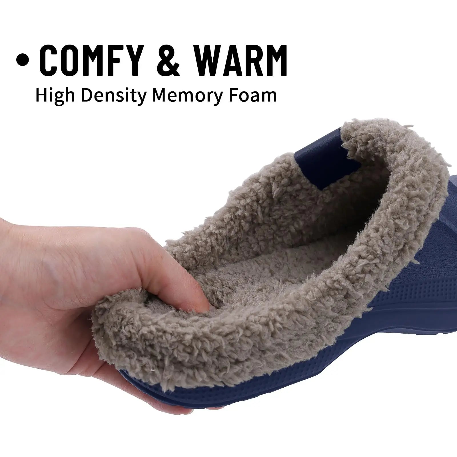 Eyriphy Classic Fur Lined Clogs For Women Waterproof Winter Fuzzy Slippers Mens Cotton Shoes For Indoor And Outdoor Rubber Soles.