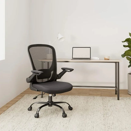 SONGMICS Bürostuhl, Schreibtischstuhl, Drehstuhl mit Netzspannung, ergonomisch, gepolsterte Lendenstütze, Wippfunktion