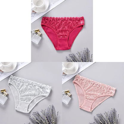 3PCS Cotton Solid Color Women's Panties Breathable Skin-friendly Women's Underwear Home Comfortable Soft Sexy Ladies' Lingerie.