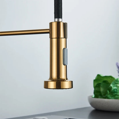 Brushed Gold Kitchen Faucet Pull Down 2-way Spray Single Handle Hot Cold Water Mixer Tap 360 Rotation Torneira Cozinha Mixer Tap