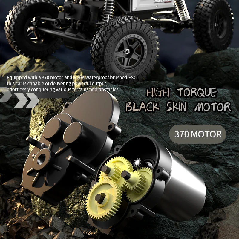 1/18 RC Climbing Car 4WD Off-road Remote Control Vehicle RTR Rock Crawler Big-wheel 4x4 Electric Truck Model Toys for Kids.