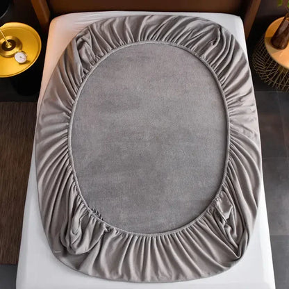 Winter Plush Elastic Fitted Sheet Couple Double Bedspread on The Bed Linen Mattress Pad Cover 90 150 180x200 Warm Deep Pocket.