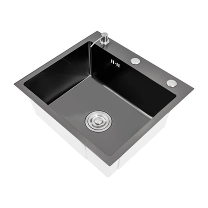 Küchenspüle, Edelstahlspüle, schwarze Edelstahlspüle, schnelle Entwässerung, gute Abdichtung, X-förmige Wassergeleitungsleitung