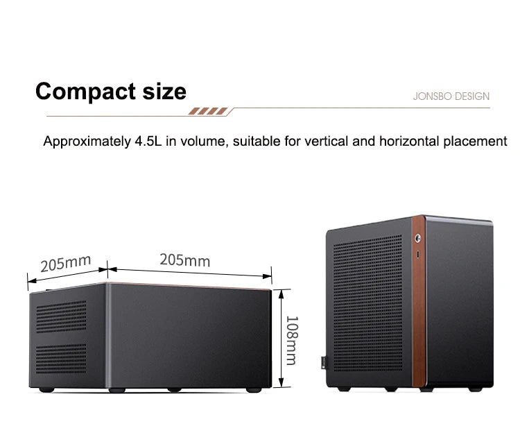 JONSBO N10/NV10 MINI ITX Case Supports 1U FLEX Power Supply Aluminum Alloy Desktop Office Computer Case.