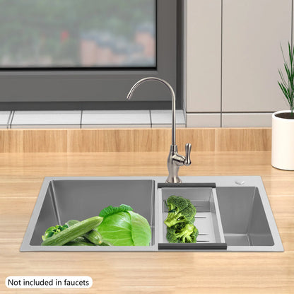 Edelstahl-Doppelschüssel-Küchenspüle für Zuhause, einfache Wäsche und Mehrzweckspüle mit zwei Installationsmethoden für den Garten