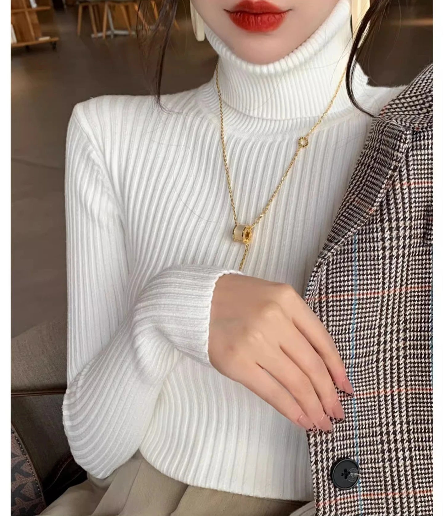 2025, Basis Pullover Herbst Winter Dicken Rollkragenpullover Beiläufige Dünne Gestrickte Pullover Koreanischen Stil Einfache Basis Schicht Warme Tops.