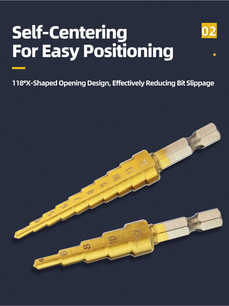 3-12 4-12 4-20 4-32mm HSS Titan Stufenbohrer Konischer Bühnenbohrer für Metall Holz Hochgeschwindigkeits-Stufenbohrer-Set Elektrowerkzeuge