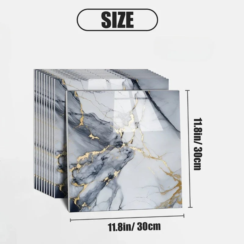 10PCS 30X30CM  Marble Gold 3D Wall Sticker Self Adhesive Tile Stickers Waterproof Oil Home Kitchen Bathroom Floor Sticker