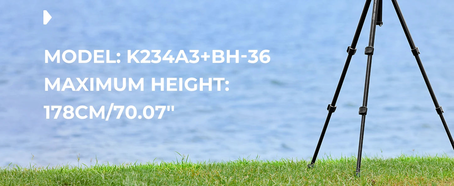 K&F Concept 178cm Lightweight Camera Tripod Cellphone Clip Travel DSLR Tripod for Nikon Canon Camera Outdoor Live Streaming Vlog.