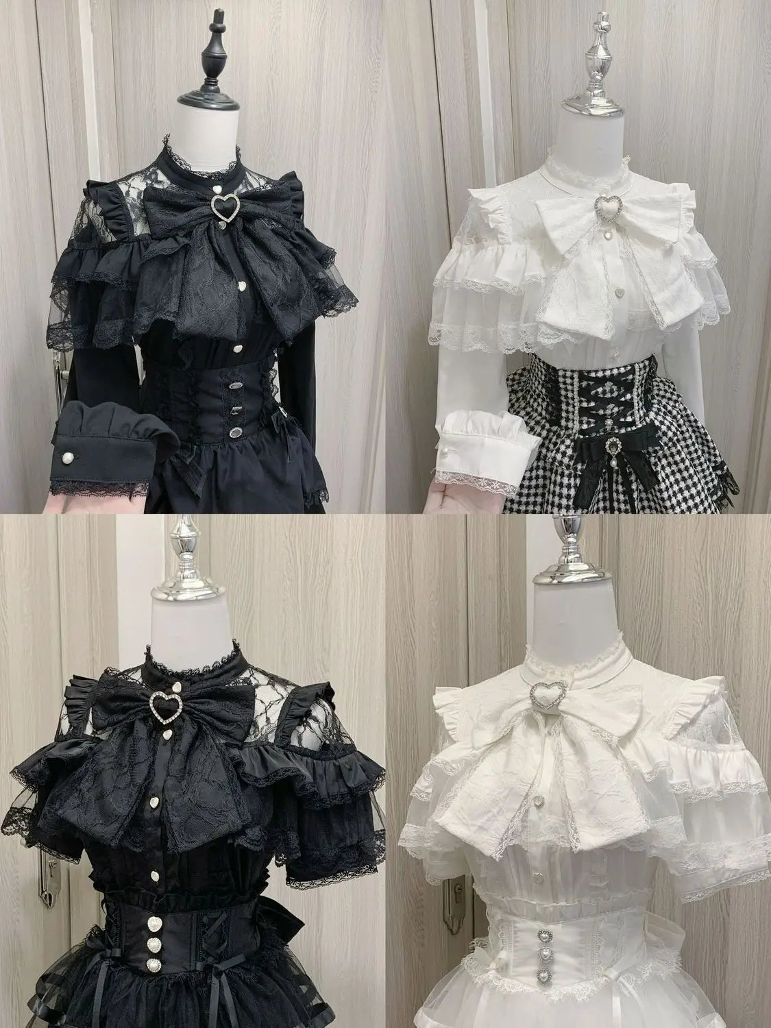 Japanese Mine Lolita Bow Shirt Subcultural Shirts Female Cute Black and White Lace Long-sleeved Short-sleeved Blouse Women.