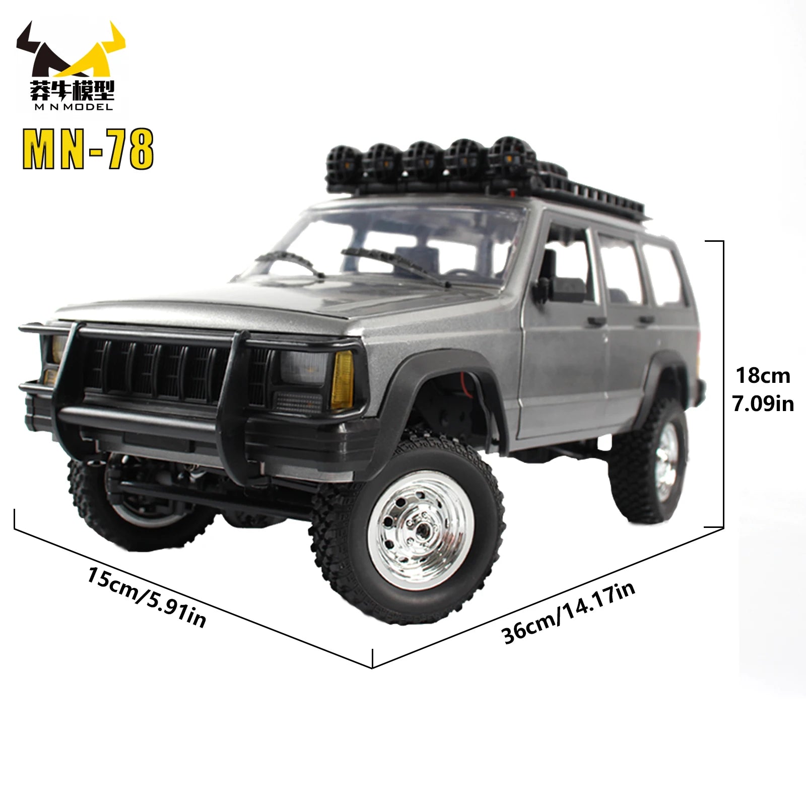 1:12 MN78 4WD Off-Road RC Car 2.4G Full Scale Short Truck With Headlights 280 Motor Real Scale Remote Control Toy Car Model.