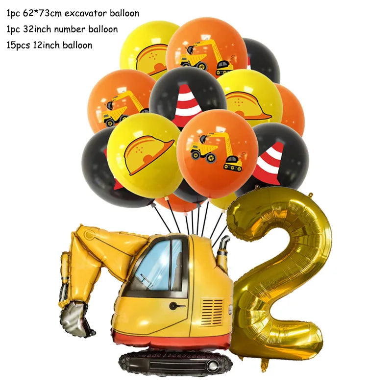 Technische Fahrzeuge Luftballons Bau Party Dekorationen Bagger Ballon Geburtstag Baby Dusche Party Ballon Dekor Liefert.