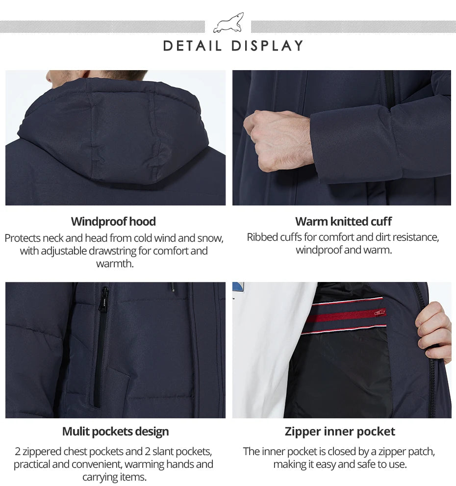 ICEbear 2023 winter jackets for men casual cotton coat mid-length Puffer parkas MWD3061D