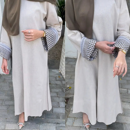 Linen Closed Abaya Keffiyeh Muslim Dress Printed Abayas for Women Dubai 2025 Luxury Turkey Ramadan Islamic Clothes Kaftan Robe.