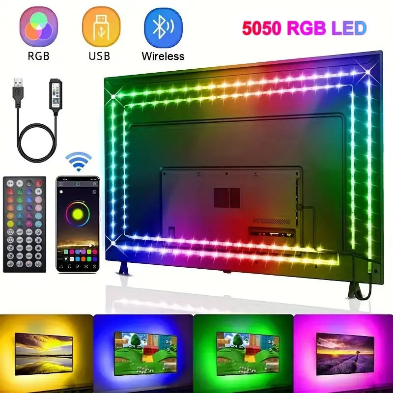 USB-LED-Streifen 5V 5050 Smart-LED-Licht für Wand, Zimmer, Bluetooth, WLAN, Alexa 15 20 Meter, RGB-Band, TV-Hintergrundbeleuchtung, LED-Band, Luces.