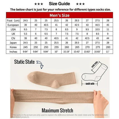 ZEXOLAP 2025 High Quality Casual Men's Business Socks Summer Winter Cotton Socks Quick Drying Black White Long Sock Plus Size US.