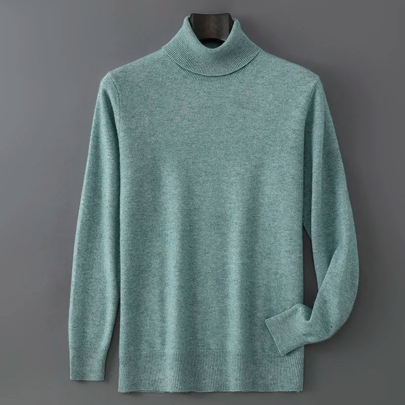 2025 Autumn/Winter High Collar Men's 100% Pure Wool Stylish Youth Loose Knitted Outerwear Flip Collar Casual Base Men's Sweaters