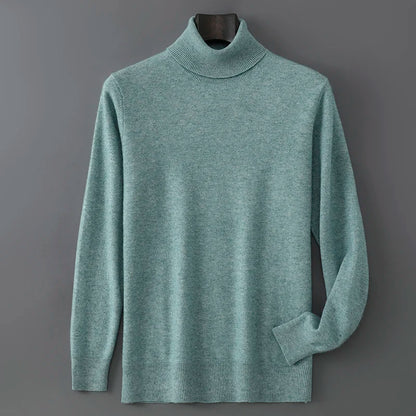 2025 Autumn/Winter High Collar Men's 100% Pure Wool Stylish Youth Loose Knitted Outerwear Flip Collar Casual Base Men's Sweaters