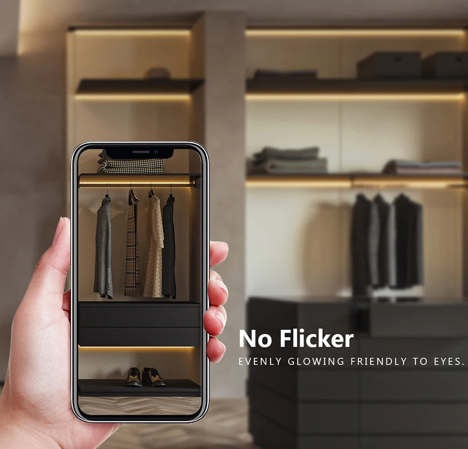 Unter dem Schrank Sammlung Display COB LED Streifen Licht Bücherregal Kleiderschrank Schrank Lampe Band Durchdringbar Holz Dimmbar Touch Sensor.