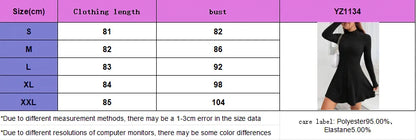 Damen-Kleid mit schmaler Passform, halbhohem Kragen, Taillenbetonter A-Linien-Rock und langen Ärmeln und Pit-Streifen.