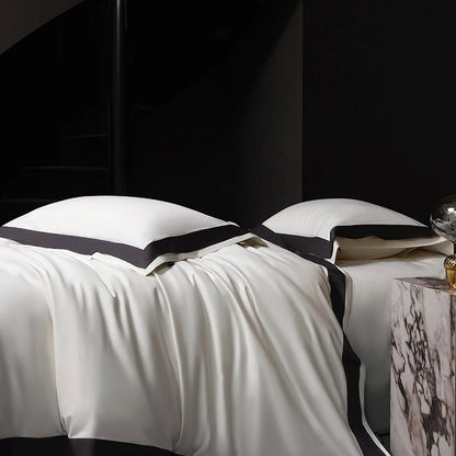 4Pcs Premium 1000TC Egyptian Cotton Solid Color Hotel Style Wide Edge Bedding Set Duvet Cover Bed Sheet/Fitted Sheet Pillowcases.