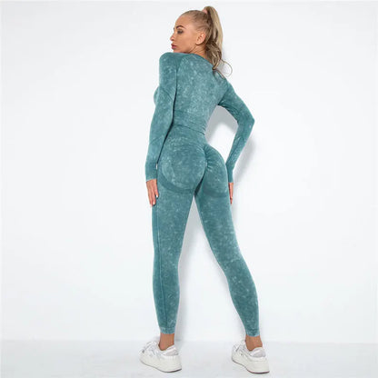 Seamless Yoga Set Gym Clothes Women's Sportswear Yoga Suits Women Fitness Set Tracksuits Sports Outfits Long Sleeve Gym Leggings