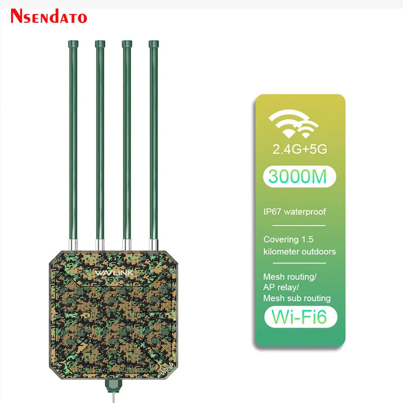 Wavlink AX3000 Outdoor WiFi 6 Mesh Router/AP/Repeater Adapter Dual Band 2.4G+5G Wifi Long Range Extender with 4x8dBi Antennas.