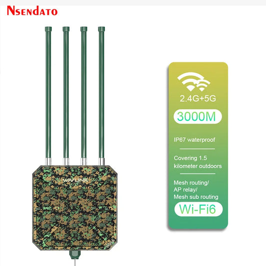 Wavlink AX3000 Outdoor WiFi 6 Mesh Router/AP/Repeater Adapter Dual Band 2.4G+5G Wifi Long Range Extender with 4x8dBi Antennas.
