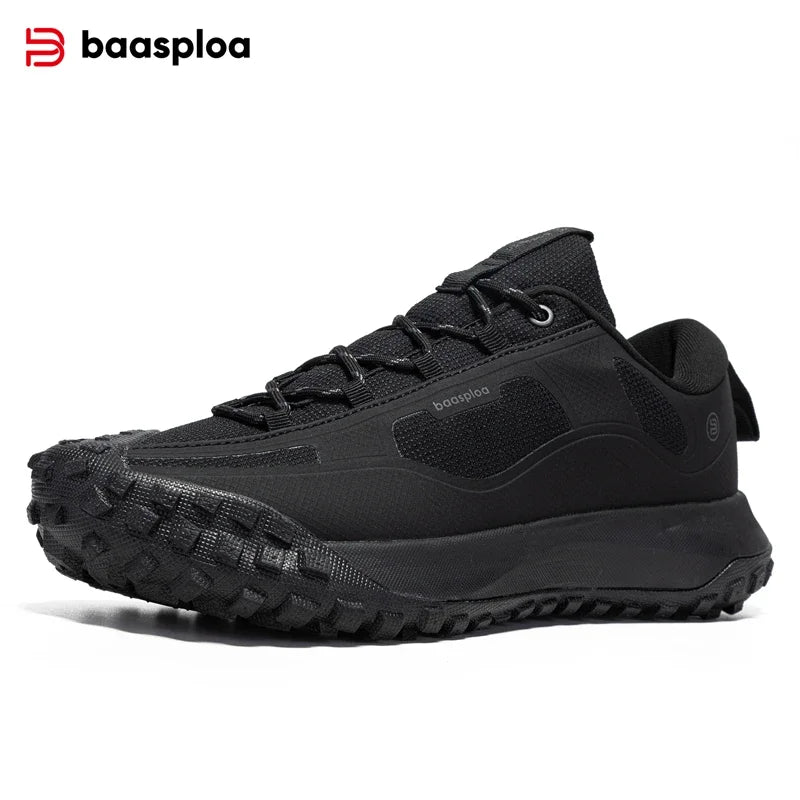 Baasploa Wanderschuhe Herren Outdoor Wasserdicht Camping Beständig Rutschfeste Turnschuhe Männlich Lässig Leichte Schnür-Wanderschuhe.