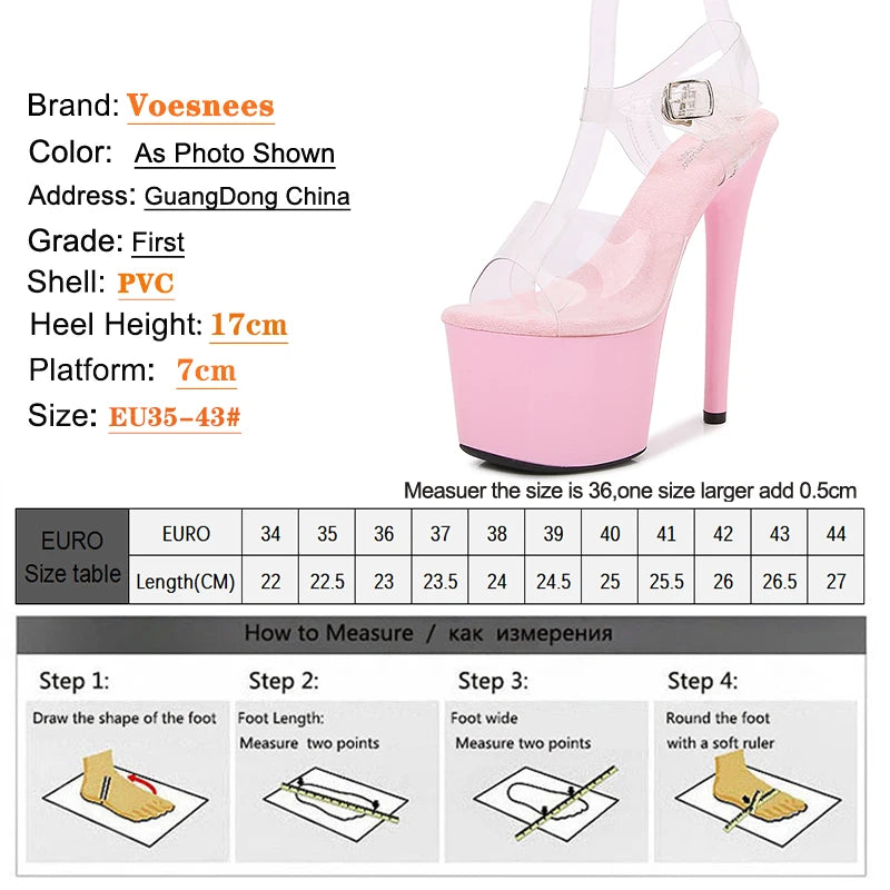 17cm Heels Platform Sandals for Women PVC Women's Sandals  With Heels Exotic Strippers Pole Dance Shoes Nightclub Girls Stiletto.