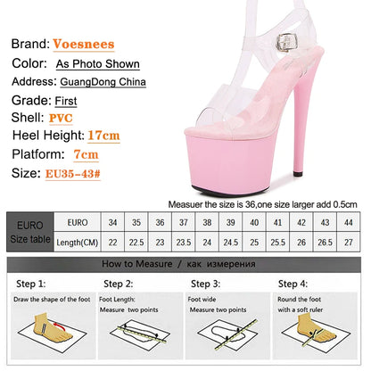 17cm Heels Platform Sandals for Women PVC Women's Sandals  With Heels Exotic Strippers Pole Dance Shoes Nightclub Girls Stiletto.