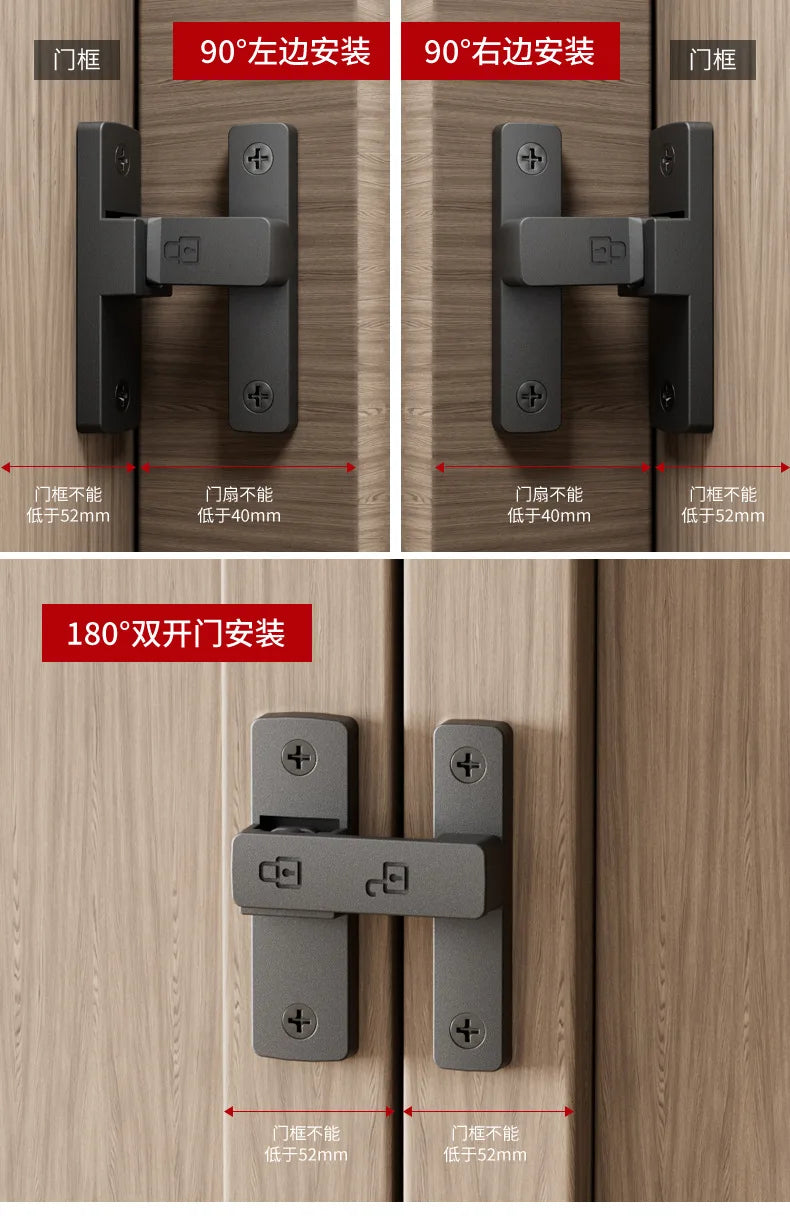 Riegel Riegel Indoor Non-Punch Türschloss Badezimmer Schiebetür Schnalle Schiebetür Snap Altmodische oberflächenmontierte Zimmertür