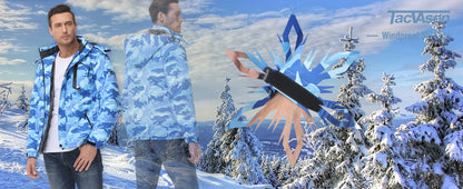 TACVASEN Fleece Lining Mountain Jackets Mens Hiking Jackets Outdoor Removable Hooded Coats Ski Snowboard Parka Winter Outwear.