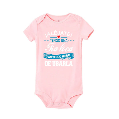 Bleiben Sie weg, ich habe eine verrückte Tante, ich habe keine Angst vor ihr Baby-Strampler, lustiger Säuglings-Body, kurzärmelige Overall-Outfits für Neugeborene.