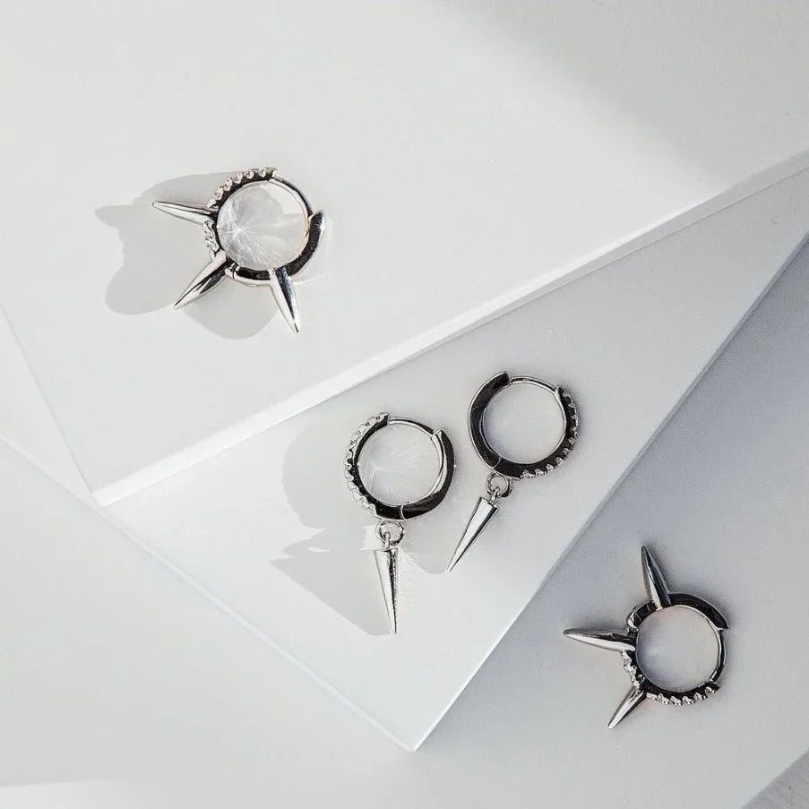 Silver Gold Color Hoop Earring Trendy Punk Hip Hop Rivet Ear Rings for Women Gothic Party Jewelry Pendientes Orecchini 2025.