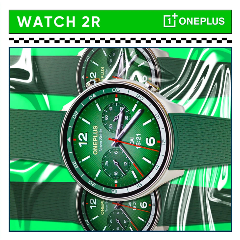 2024 Smartwatch OnePlus Watch 2R 1.43'' AMOLED Screen Snapdragon W5 Gen 1+BES2700 100H Battery Life WiFi Wear OS by Google GPS.