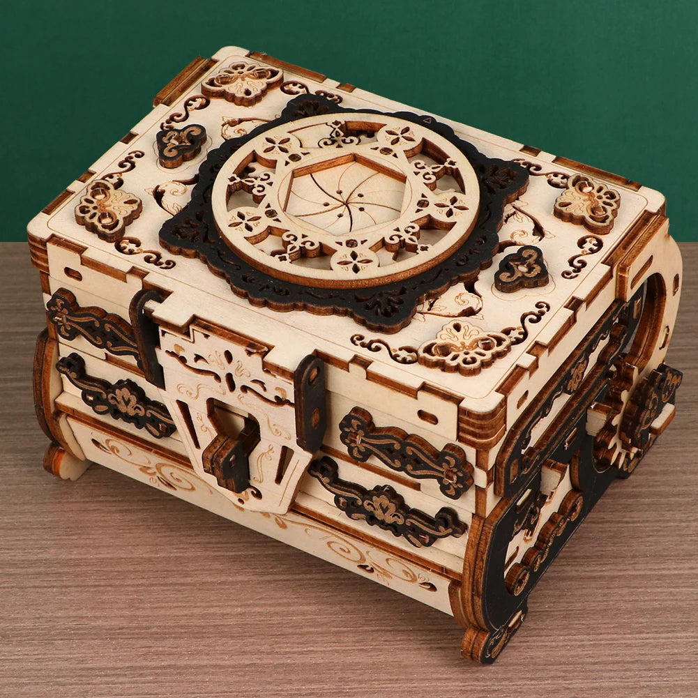 3D Wooden Puzzle Exquisitely Carved Vintage Storage Box Wooden Classic Jewelry Box Puzzle Women Birthday Gift Christmas Gift.