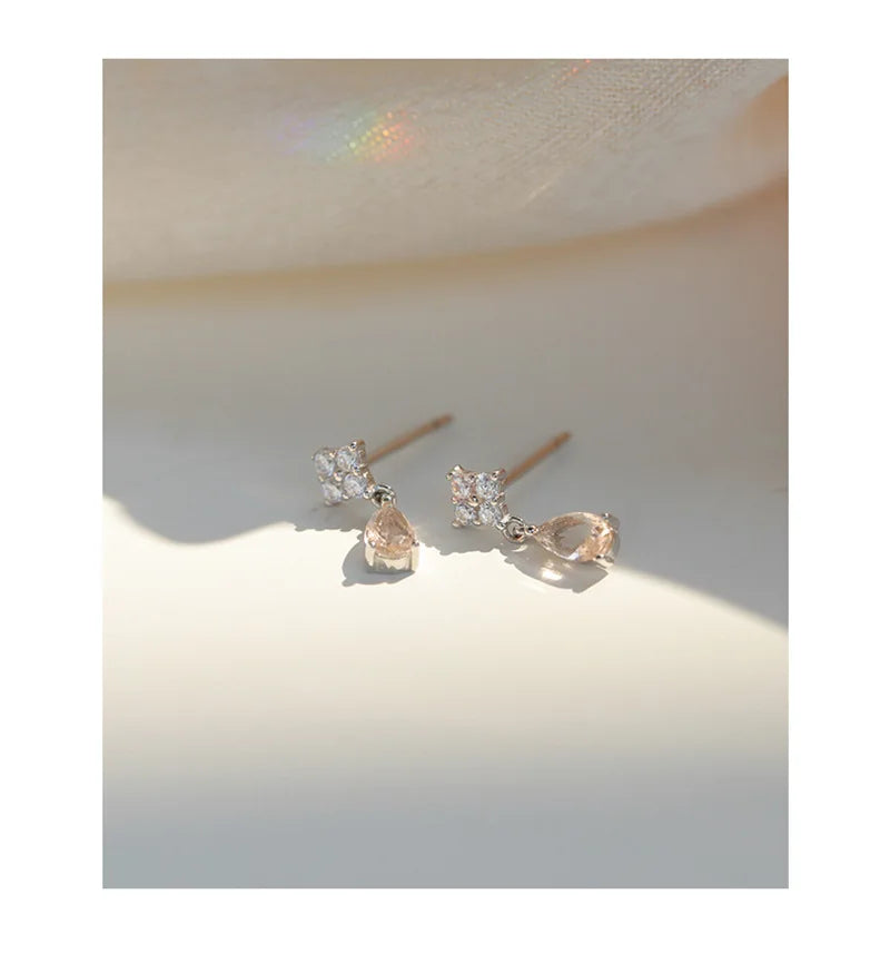 Korean Cute Ear Piercing Water Drop Earrings for Women Crystal Short Tassel Hypoallergenic Female Earrings Party Jewelry Brincos.