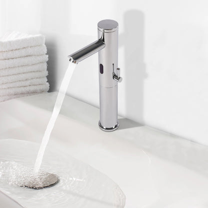 Basin Electronic Automatic Sensor Touchless Bathroom Sink Faucet, Motion Activated Hands-Free Vessel Sink Tap