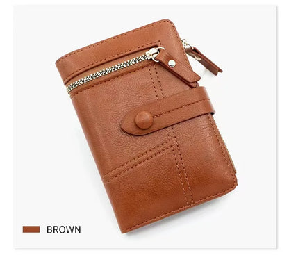 New Short Women's Wallet, Japanese-style Small Fragrant Style Pu Leather Zipper Trendy Change Bag.