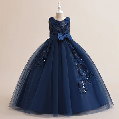 Kinder Party Kleid für Mädchen Hochzeit Brautjungfer Geburtstags kleider Kinder Spitze Stickerei Blumen mädchen Prinzessin Kleider Ballkleid.