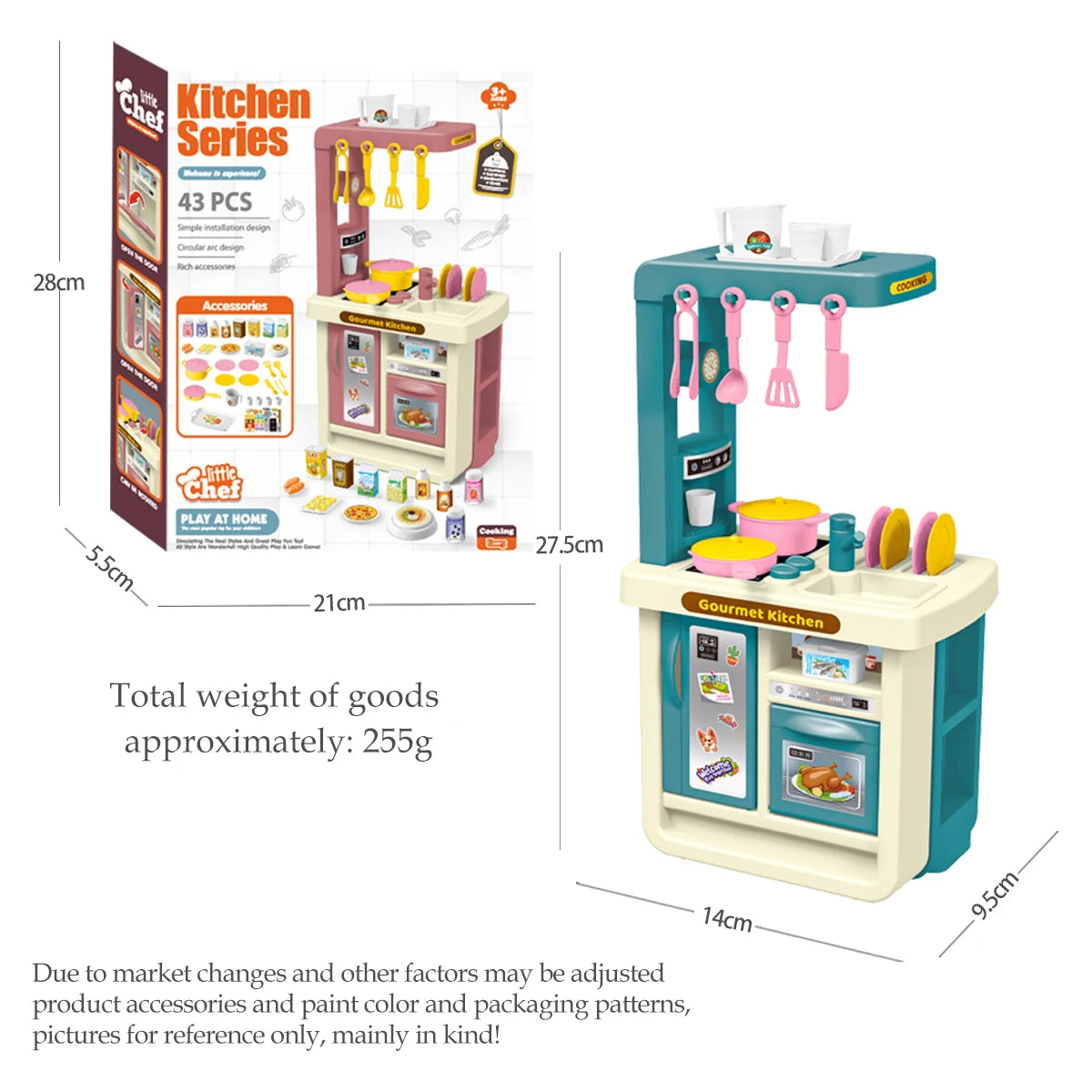 Mini Play Food Toys Kitchen Playset Accessories, Pretend Play Pizza Cake Milk Bread Pans Fork for 3+ Boys and Girls.