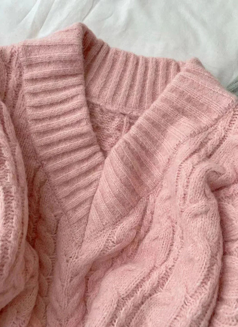 Herbst Winter Frauen Pullover Harajuku Übergroßen Gestrickte Pullover Koreanische Langarm V-ausschnitt Strickwaren Preppy Solide Lose Jumper.