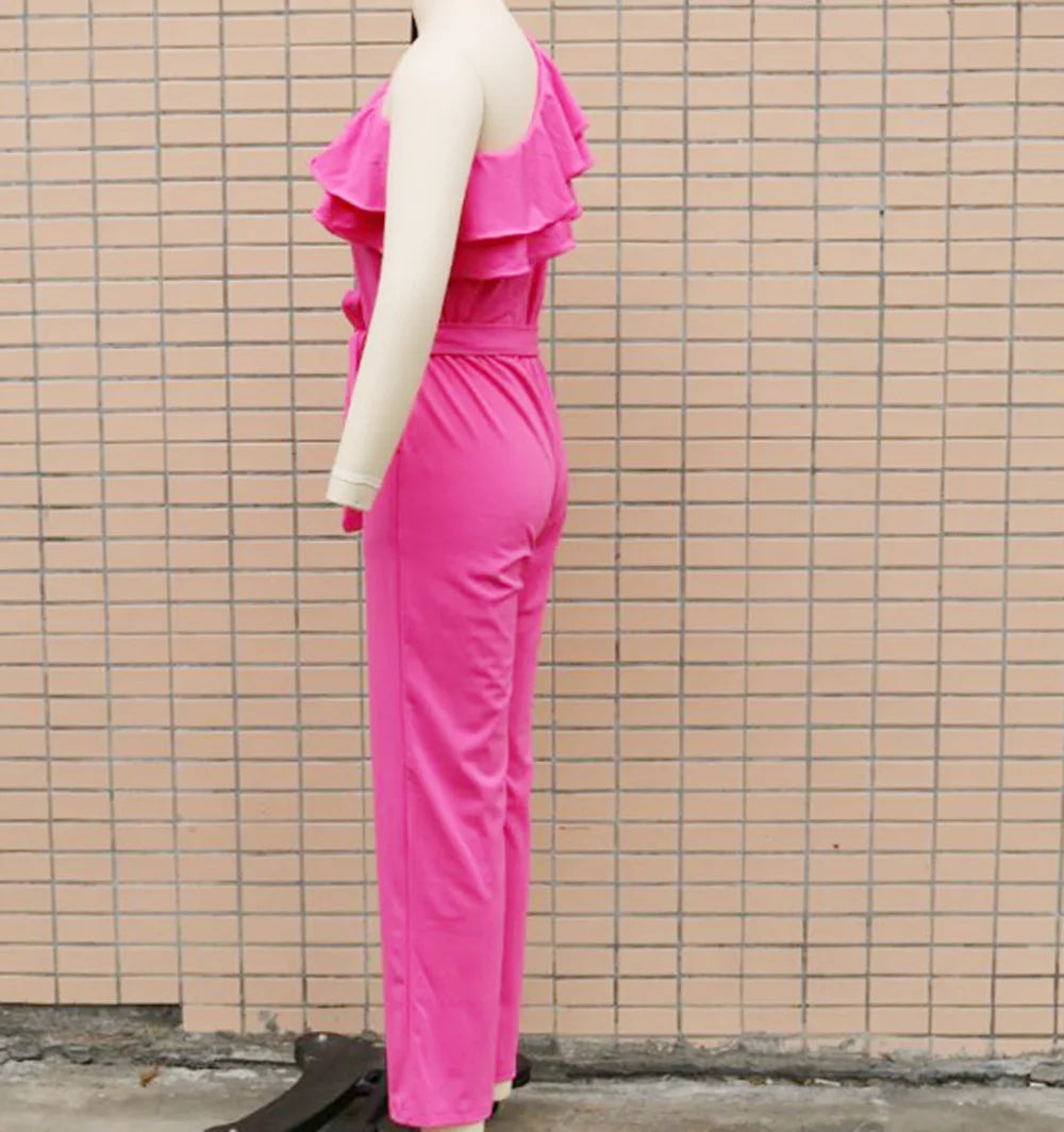 Summer Sexy Strapless Sleeveless Women's Party Jumpsuit Fashion Peplum Slim Fit Lace Up Elegant Female Office Jumpsuit Bottoms.