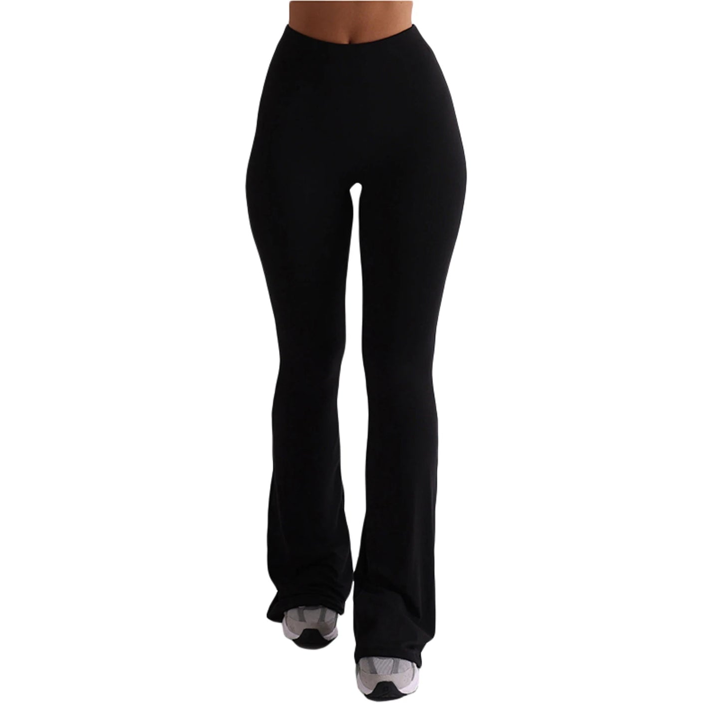 Frauen Casual Solide Farben Hohe Taille Schlaghosen Trendy Bootcut Hose Ausgestellte Leggings Hosen für Streetwear.