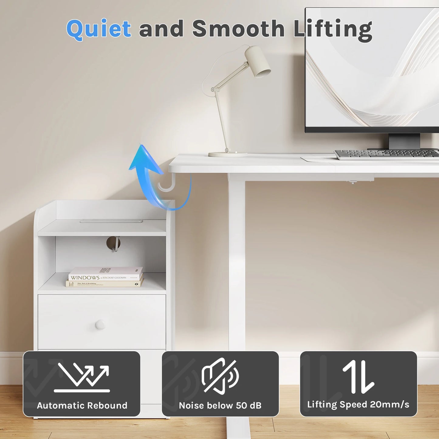 WOLTU Elektrischer stehender Computertisch, höhenverstellbarer, ergonomischer Arbeitstisch mit USB-Ladeanschluss und Speichersteuerung