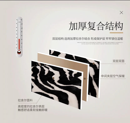 Nordic Style Zebra Print Coral Fleece Blanket Thickened Raschel Autumn Winter Blankets Double Layer Multi Purpose Plush Quilt.