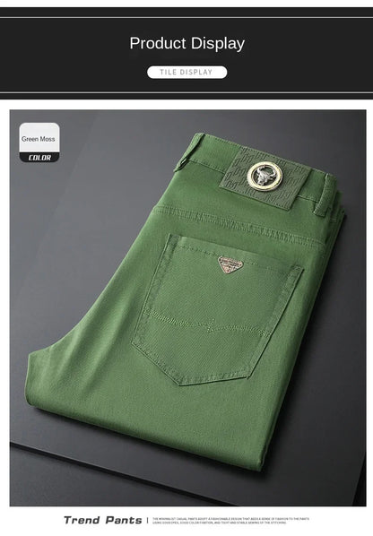 Seven-Color Stretch Jean Men's Trendy Wild Simple 97% Cotton High-End Slim-Fitting Small Straight Casual Men's Clothing Trousers.